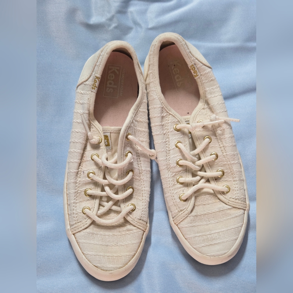 Keds Cream Textured Kids Sneakers